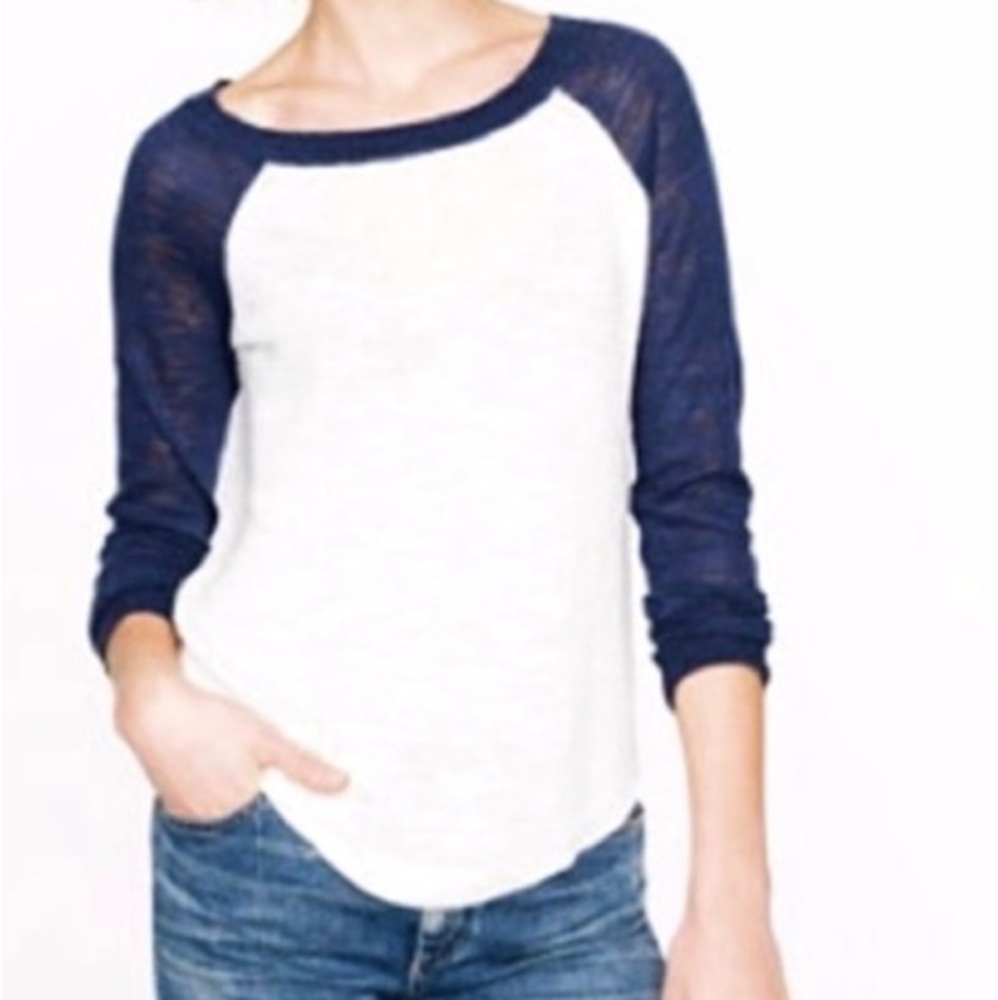 J Crew Airspun Raglan Baseball sweater